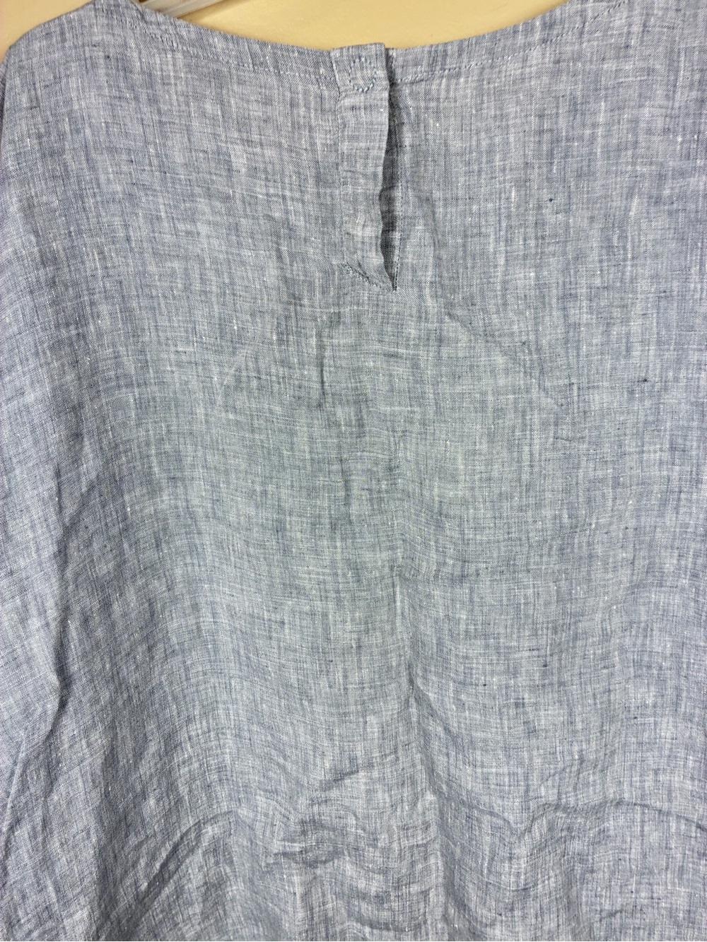 Eileen Fisher Organic Linen Blue Yarn Dyed Chambray Blouse - Picture 11 of 11